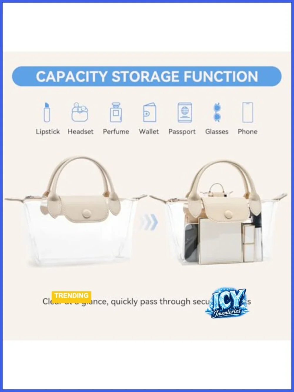 Stadium Approved Clear Crossbody Purse Waterproof PVC Concert Bag